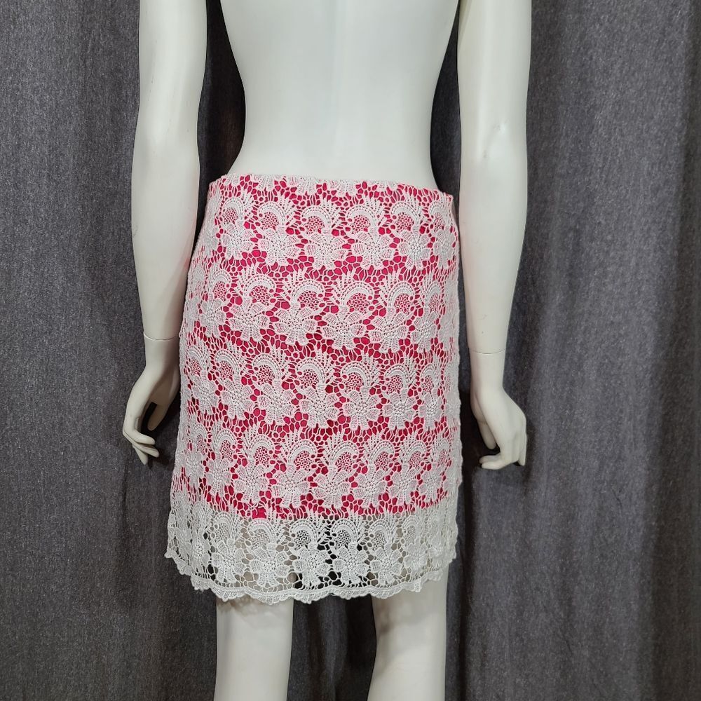White Lace With Pink Lining Skirt - image 3
